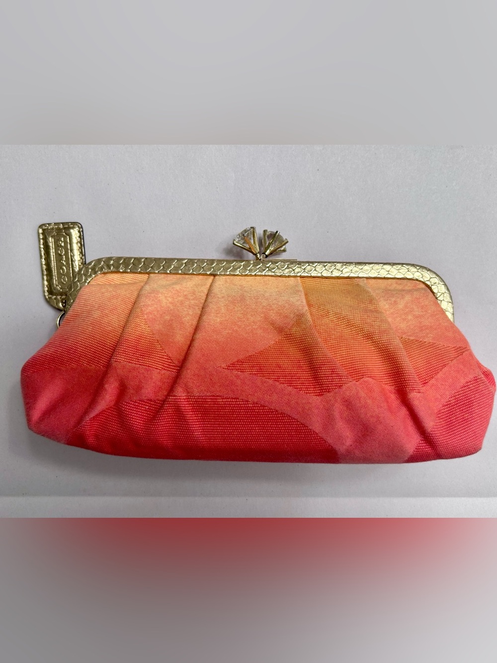 Vintage Coach Y2K Limited Edition Crystal Kisslock Clutch Gold Optic Python